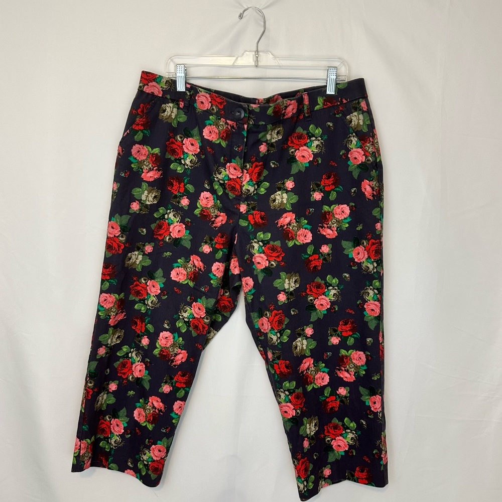 Zac and Rachel woman size 16W rose and butterfly pattern capri pants